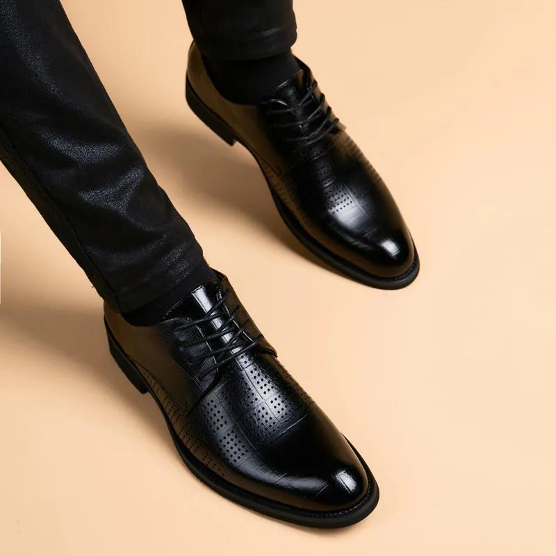 Leather Shoes Men's Breathable Fashion Business Casual Leather Black Formal Men's Shoes