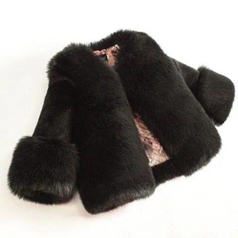 Girls' Fur Winter Jackets Children's Imitation Fox Fur Children Wool Sweater Baby Thickening Solid Color Plush Thickening Warm Cotton Clothing