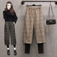 Plus Size Autumn and Winter Fat Sister 200 Kg High Waist Straight Loose Fake Two-piece Woolen Plaid Pants Fake Two-piece Leggings