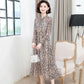 Floral Long Sleeve Dress Feminine Lotus Leaf Collar Chiffon Print Skirt Long French Retro Elegant Inside Outerwear Fabric Lightweight Breathable