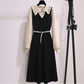 French A-line Board Waist Dress New Autumn and Winter with Fake Two-piece Base Skirt with Coat Long Skirt Temperament Suit