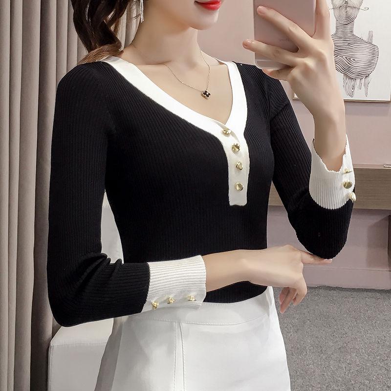 Sweater knitwear women's autumn and winter v-neck long sleeve pullover