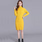 Sweater Women's Turtleneck Pullover Mid-length Knitwear Korean Pure Color Trending Sweater Dress Clothes Set Autumn and Winter