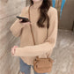 Sweater Women Loose Outer Wear Gentle Temperament Off-shoulder Long-sleeved Solid Color Pullover Sweater Top