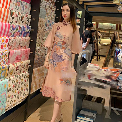 Cheongsam Spring Improved Version Big Sleeve Sweet Retro Young Girl Chinese Style Dress Female