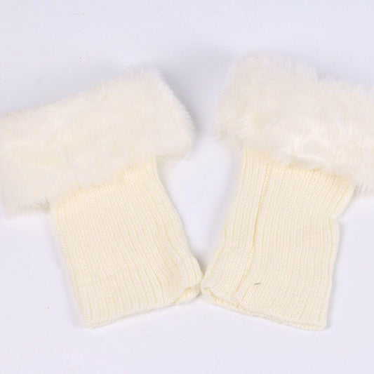 Autumn and Winter Fur Boots Set Short Wool Warm Odes Case Stylish Ladies Leg Shoes Set Leg Cover  Leg Warmers