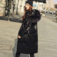 Bright Face Big Fur Collar Winter Coat Thick Mid-length Down Jacket Women