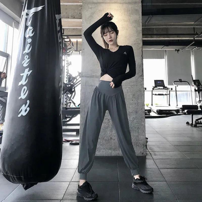 Sweatpants Women's Loose Trousers with Tied Feet Running Fitness Pants Quick-drying High-waist Yoga Pants