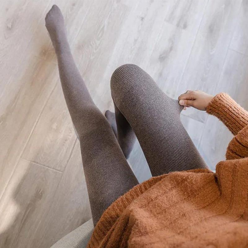 Threaded Leggings Women's Autumn and Winter Plus Velvet Thickening Plus Size Warm Socks Cotton Trousers