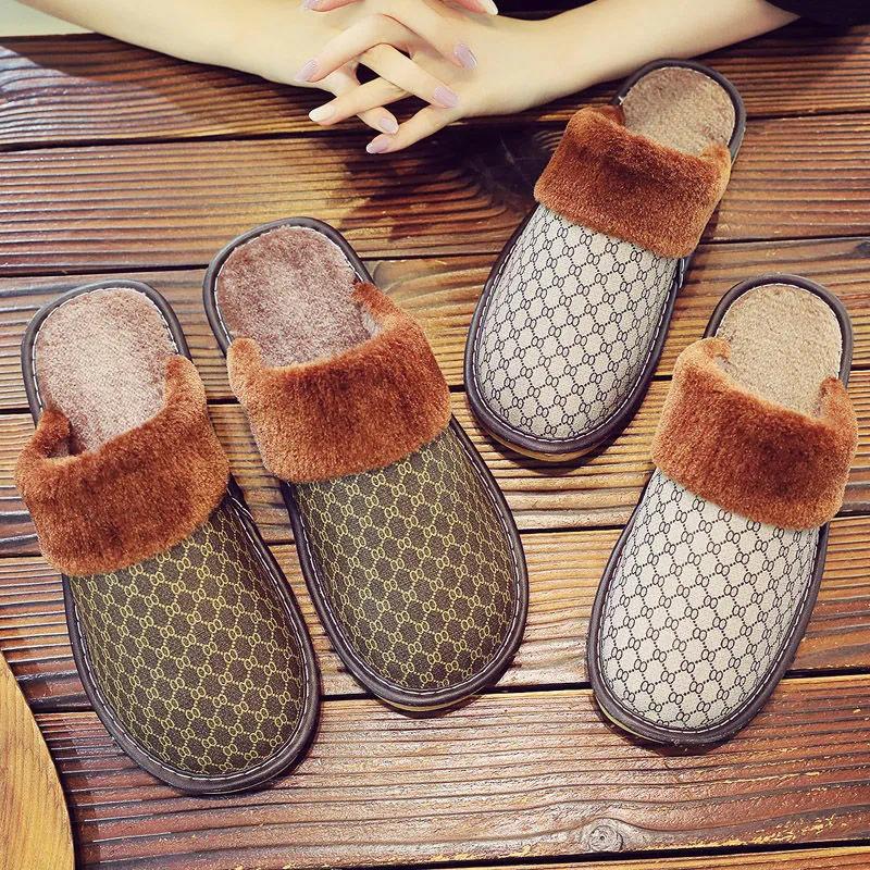 Slippers Women Indoor House Plush Soft Cute Cotton Slippers Shoes Non-slip Floor Home Slippers Bedroom Autumn Solid Color