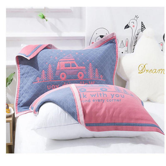 Three-layer Cotton Gauze Pillow Towel Adult Soft Sweat-absorbent Couple Pillow Towel Cartoon High-end European Style Pillow Towel