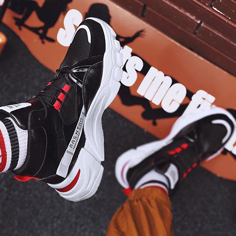 Spring Men's High-top Sports Shoes Men's All-match Height Increase Shoes Breathable Student Shoes Men