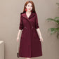 Women's Mid-length Hooded Windbreaker Solid Color Elastic Waist Thinner Hooded Jacket Korean Style Large Size Loose Jacket Drawstring Zipper Jacket