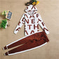 2pcs/set Women's Sports Set  Letter Printing Hooded Knitted  Sweater + Knitted  Elastic Waist Harem Pants Sets  Ladies Outfits Sweat Suit