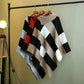 Loose Cloak-type Mid-length Cloak Plaid Pullover Loose Knit Jacket Ladies Temperament Outer Sweater Simple and Versatile