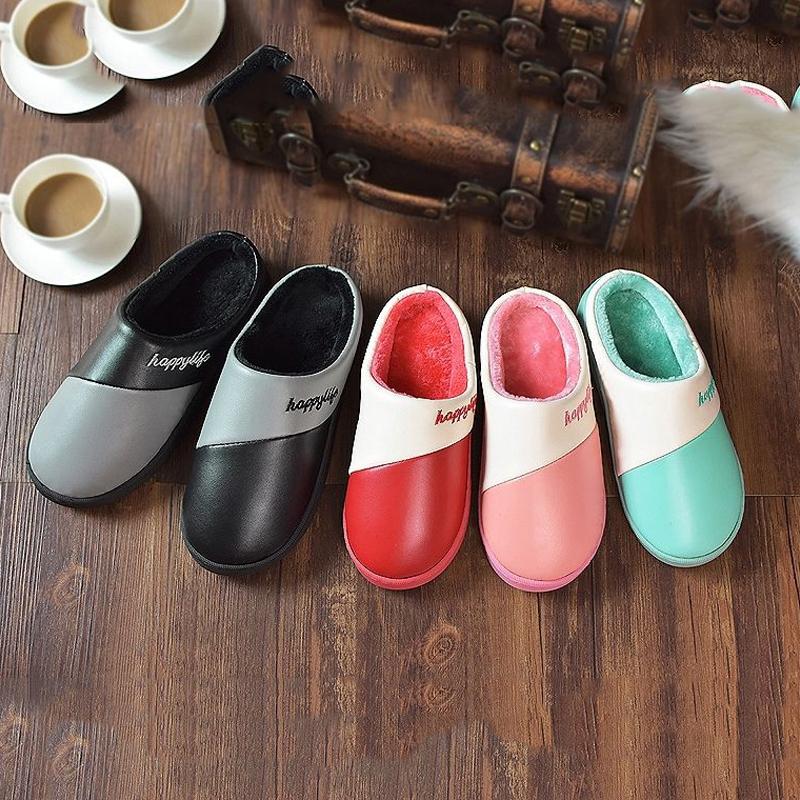 Women Winter Warm Fur Slippers Men Couples House Non-slip Soft Shoes Comfort Flat Heel Home Indoor Bedroom Zapatillas Casa Mujer