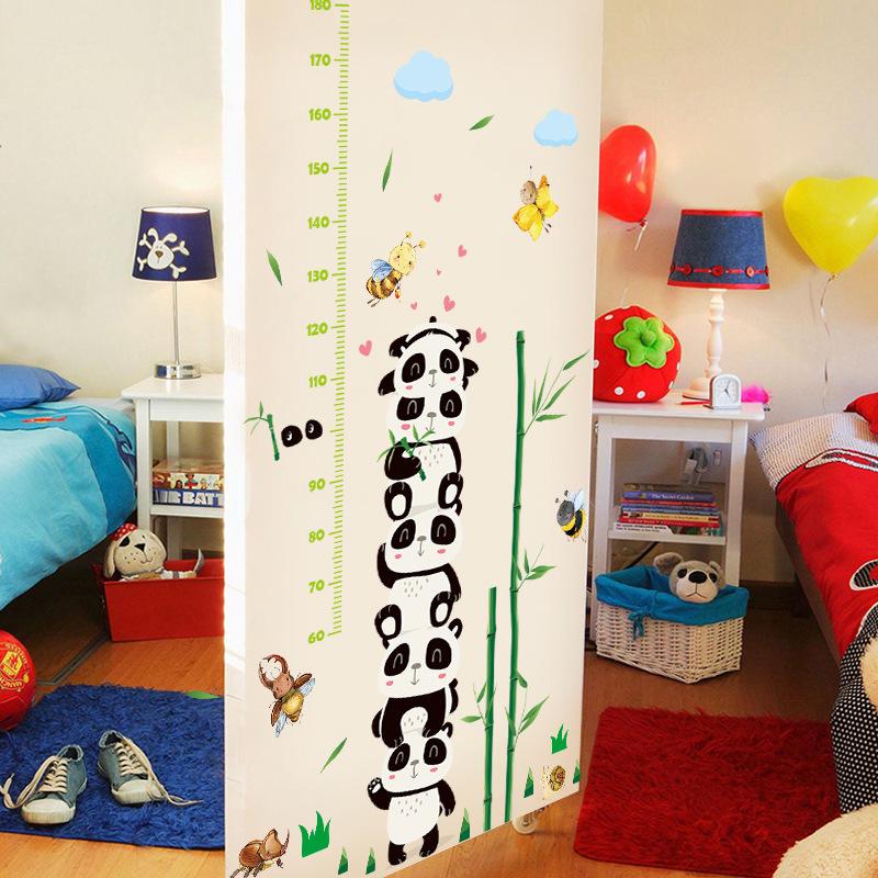 Panda tall cartoon height wall stickers bedroom living room background decoration removable stickers