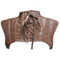 Beonlema PU Leather Halter Korset Underbust Steampunk Gothic Sexy Lace Up Corsets Top Bustier Brown