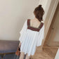 Ethnic Style Chiffon Dress Women Loose and Thin Bat Sleeves Large Size Square Neckline above knee Solid Color