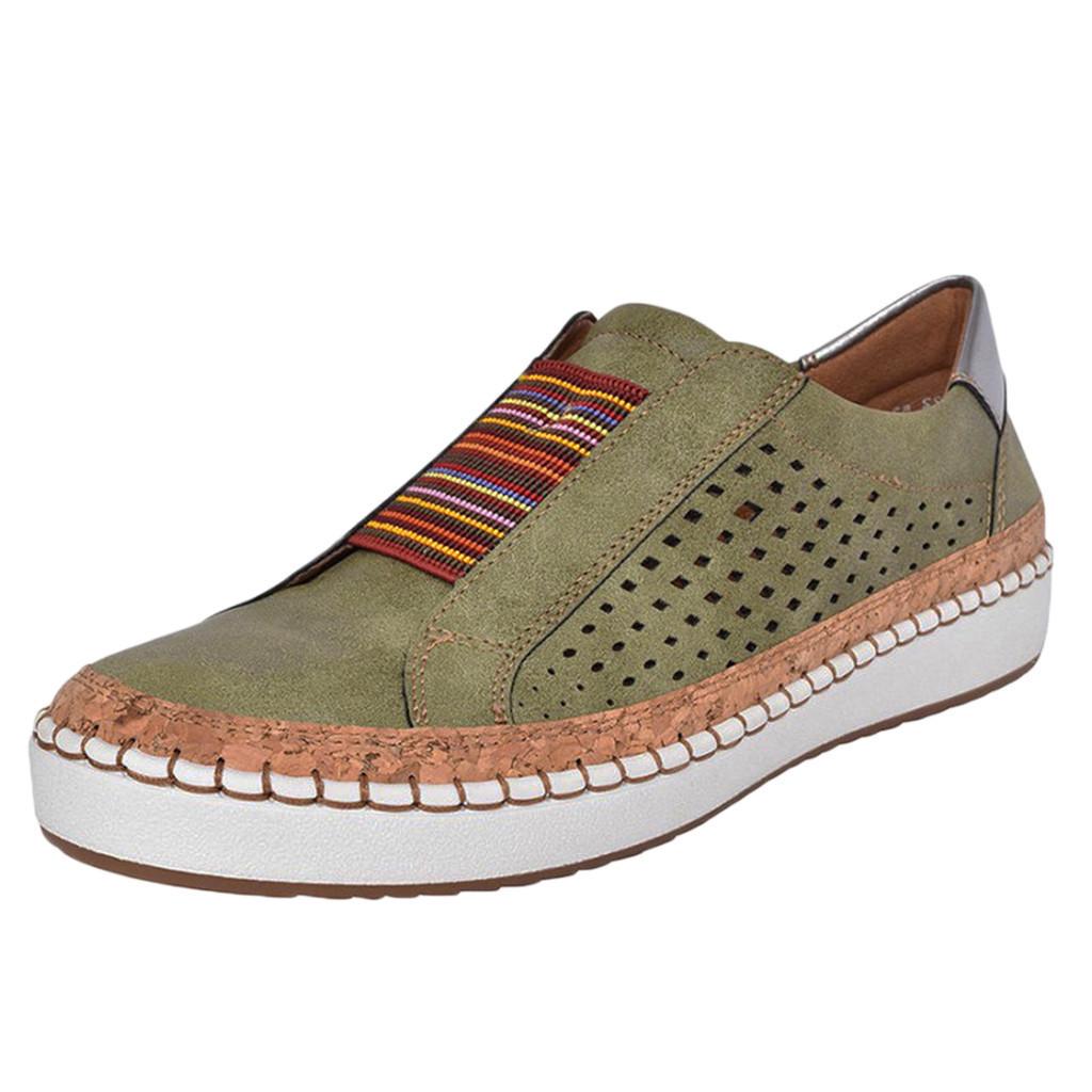 Womens Hollow-Out Breathable Sneakers Casual Slip On Shoes Loafers Comfortable Lazy Shoes