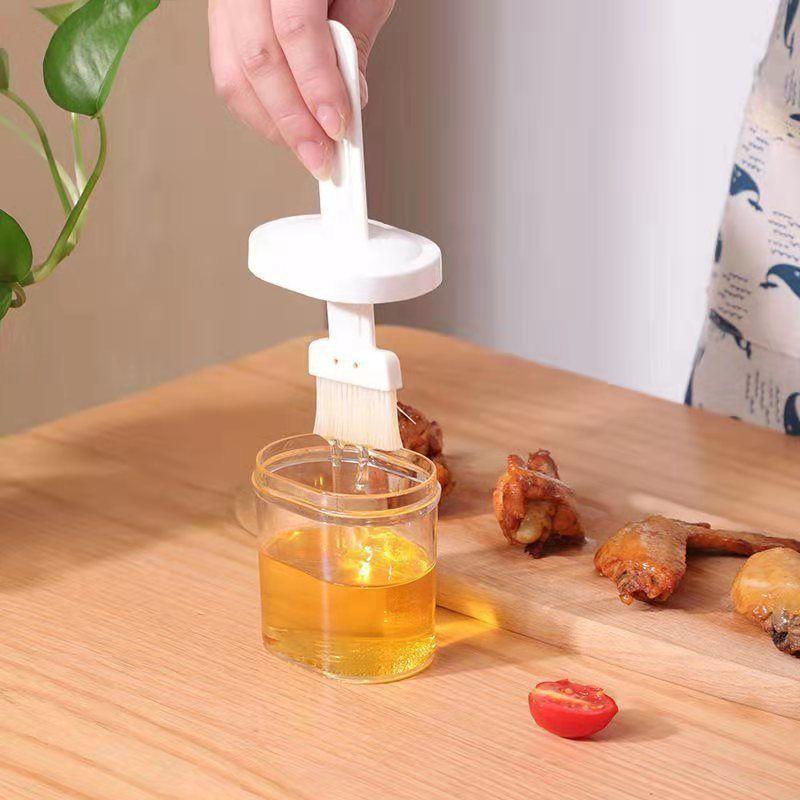 Silicone Oil Cooking Brushes Integrated with Lid High Temperature Resistant Barbecue Baking Brush Oil