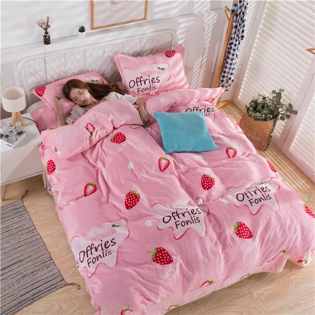 Thickened Four-piece Flannel Plush Quilt Cover Winter Plush Plush Quilt Blanket Bed Sheet Coral Fleece 4-piece Set