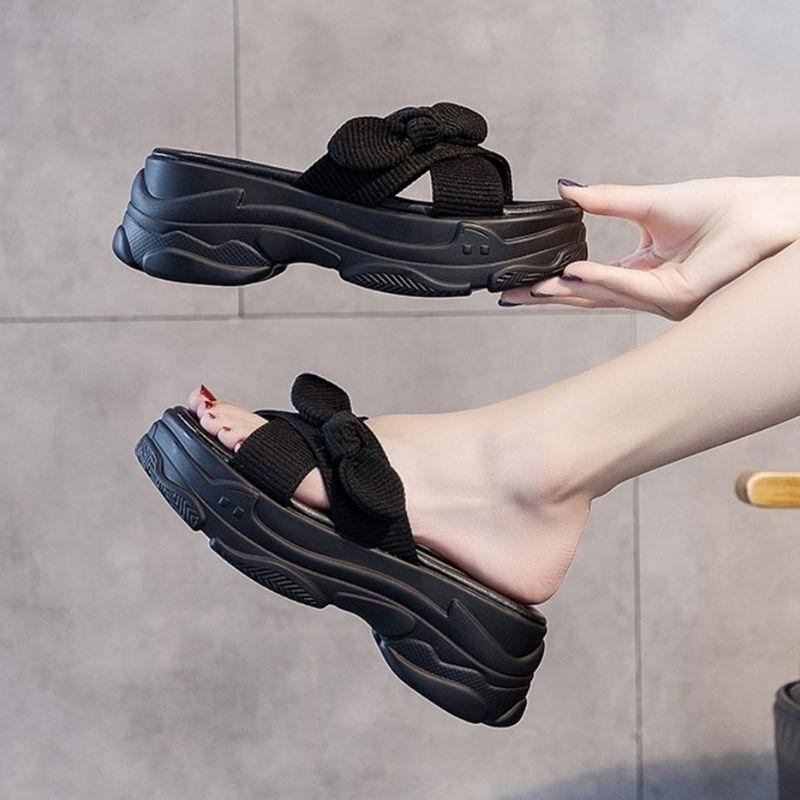 4cm Heightening Sandals and Slippers Women's Summer Outer Wear Ladies Thick Bottom Sponge Cake Temperament Sweet Wind Slippers