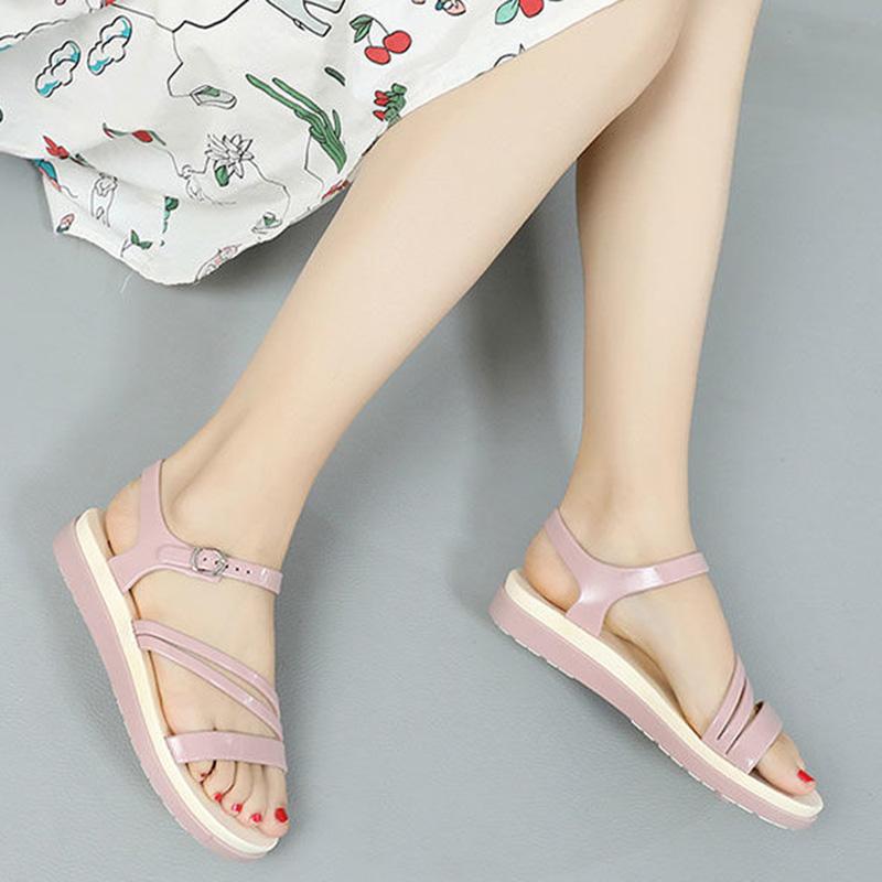 Sandals Women's Summer Flat Bottom Fashion All-match Mid-heel Platform Sandals and Slippers Outside Wear Non-slip Beach Jelly Shoes Sandals