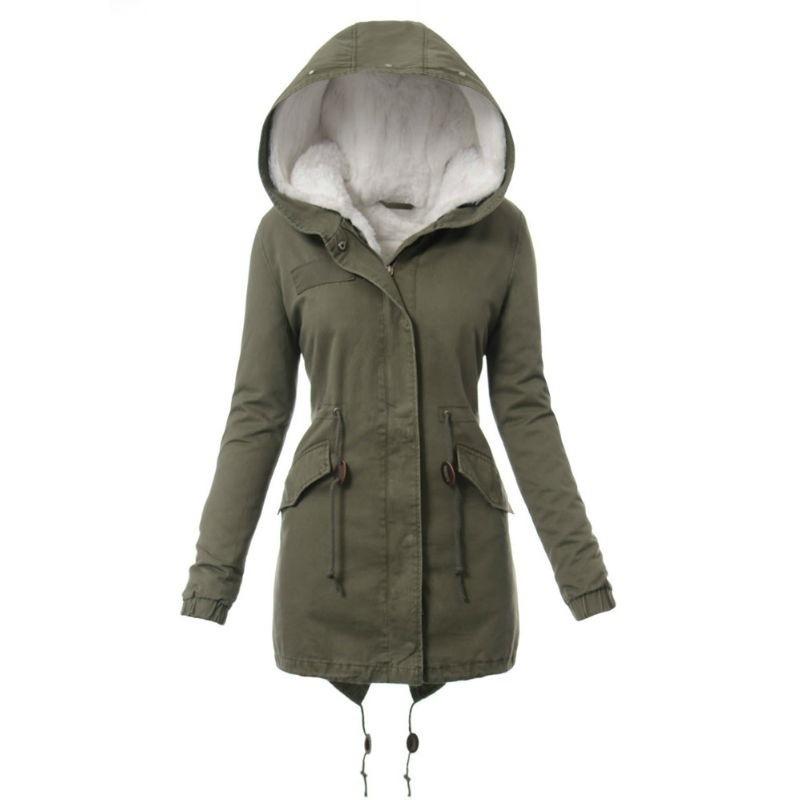 Fur Collar Hooded Jacket Winter Warm Coat Long Thick Plush Parkas Coats