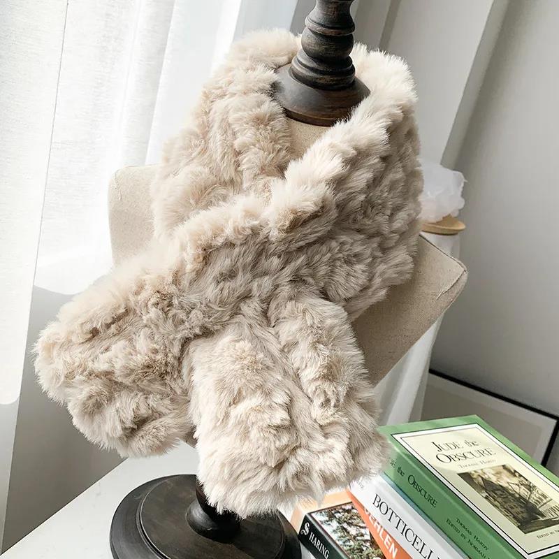 Winter Plush Scarf Rabbit Fur Korean Wild Scarf Thick Warm Windproof Scarf Shawl