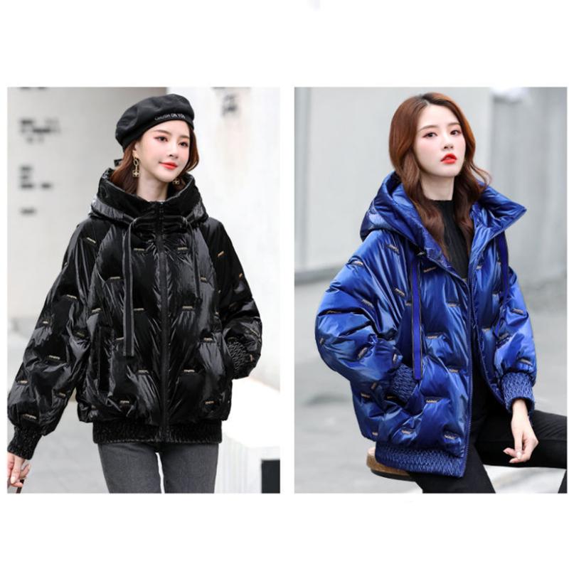 Bright Face Down Cotton Padded Clothes Short Loose Thickened Warm Coat Women's Korean Hooded Down Jacket Quilted Jacket