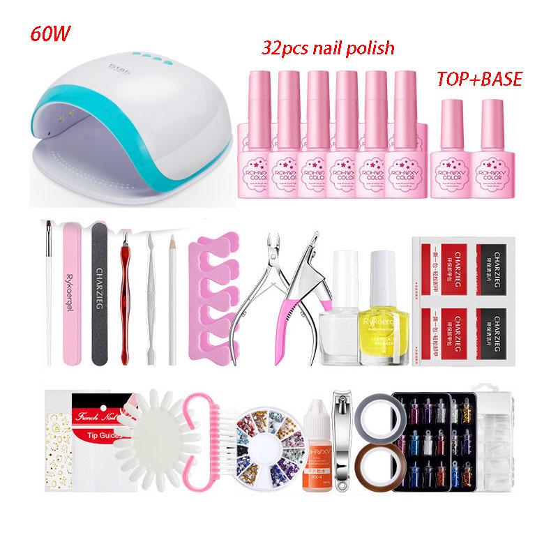60W UV LED Lamp Dryer set Nail Gel Polish Kit Manicure Set Gel Nail Polish Nail art Tools Nail Set