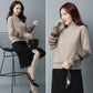 Plus Size Women Vintage Embroidered Sweater Fashion Half Turtleneck Pullover Overwear Long Sleeve Knitwear