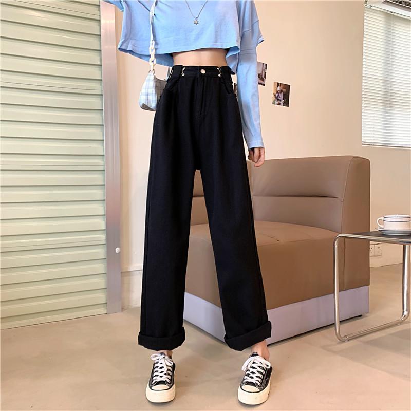 Wide Leg Jeans Women's Pants High Waist Loose Straight Tube 2022 New Spring Autumn Winter Rice White Large Size Tide Drape