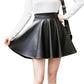 Women High Waist Pleated Short Mini Faux Leather Skirt Plus Size