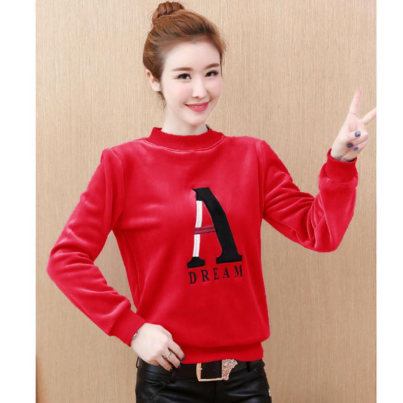 Plus Velvet Thick Gold Velvet Women's Sweater Insulation Fashion Loose Long-sleeved Women's Top