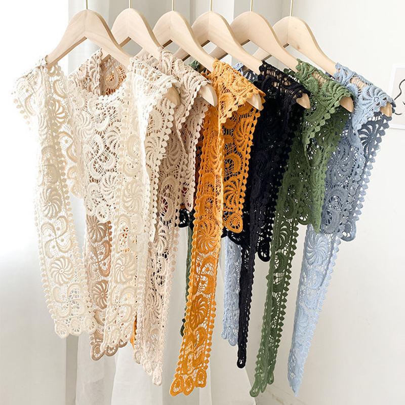 WTEMPO Summer Knitting Little Shawl Women's Thin Solid Color Knotted Lace Neckties Sun Protection Warm Shawl