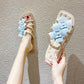 Slippers Women's Summer Outdoor Fashion Flat Bottom Flower One Word Sandals