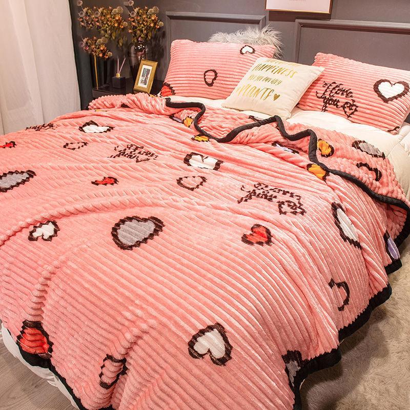 Double-sided Coral Fleece Thick Four Seasons Blanket Flannel Cover Blanket Crystal Fleece Bed Sheet Small Nap Blanket