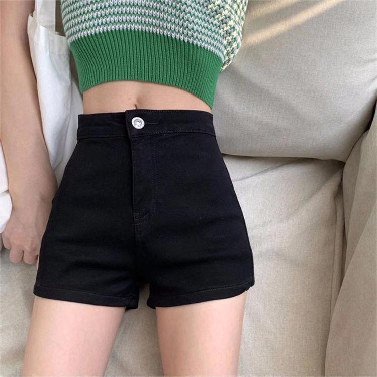 Jeans Shorts Women's High Waist Slim Black Straight Pants Spring and Summer Tight Elastic Pants