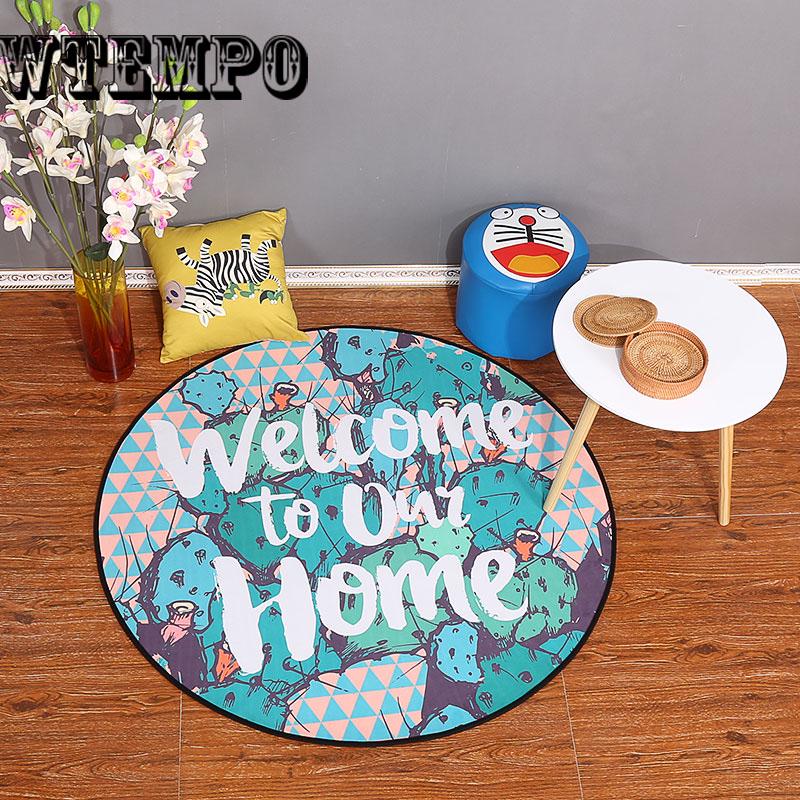Round Carpet Cartoon Pattern Carpet Household Anti-slip Mat Living Room Carpet Bedroom Carpet Nordic