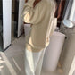 Autumn and Winter College Style Knit Round Neck Long Sleeve Students Loose and Thin Mid-length Coat Sweater Women
