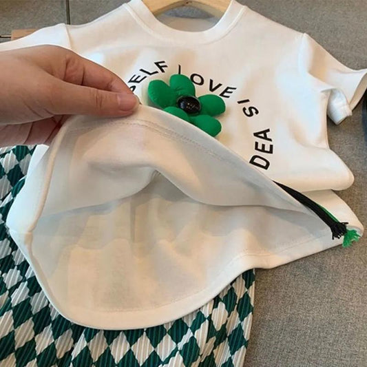 Girls Set Summer Children's Short -sleeved T -shirt Two -piece Female Baby Anti -mosquito Pants Summer Dress