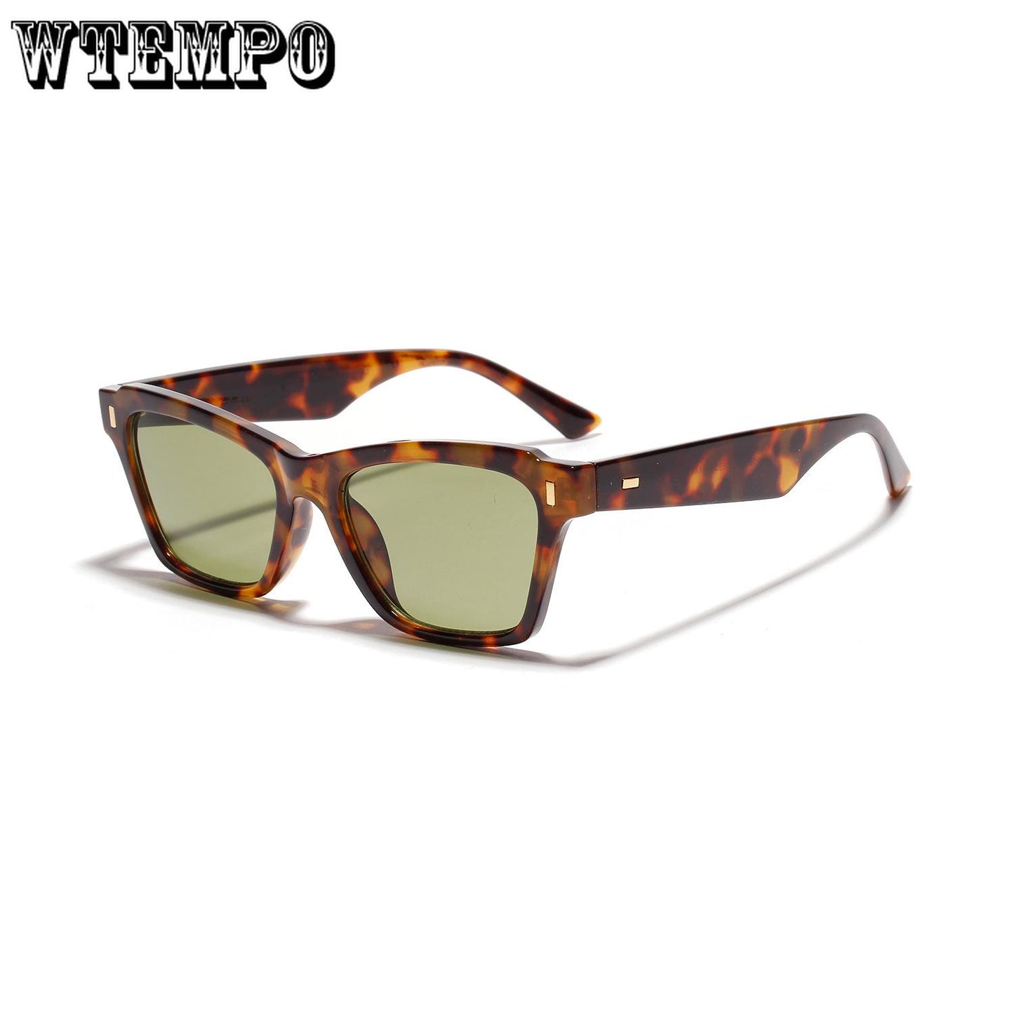 WTEMPO Cat Eye Square Studded Sunglasses Small Frame Sunglasses Men Popular Retro Glasses Women