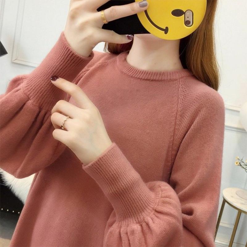Spring and Autumn Maternity Clothes Long Sleeve Dress Mid-length  Loose Plus Size Round Neck Knitted Skirt