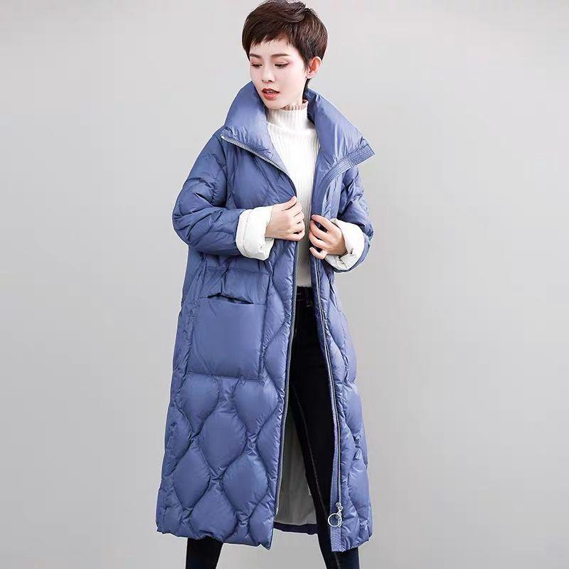 Stand-up Collar Down Jacket Women Slim Thick Loose Over The Knee Long Coat