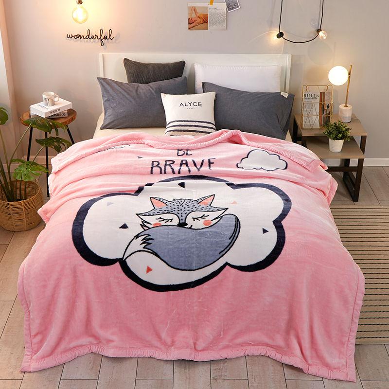 Coral Fleece Double-layer Blanket Autumn and Winter Thickening Warmth Blanket Fleece Blanket Cartoon Quilt