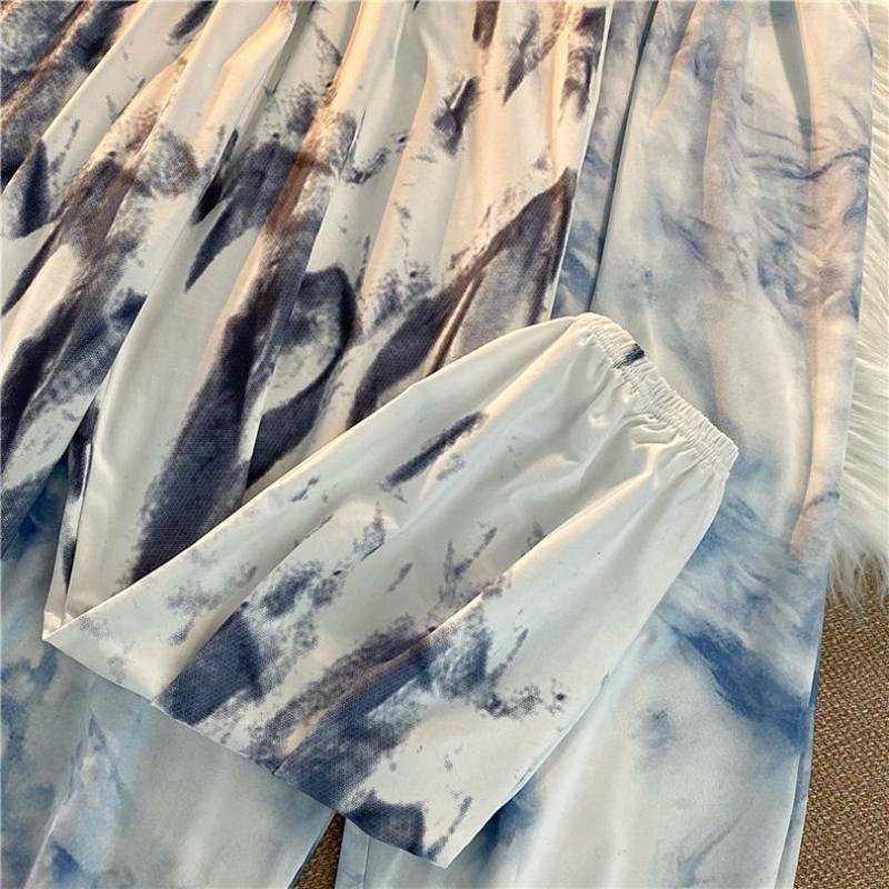 Net Red Tie-dye Beam Pants Female Girl Fried Street Korean Version of Hong Kong Flavor Loose Harajuku Bf Wind Student Trend