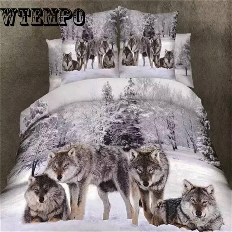 High Quality Bed Set 3d Animal Quilt Cover Bedding Set Article Wolf Four Paper Set