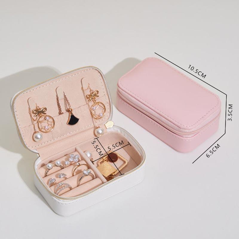 Jewelry Bag Travel Portable Storage Box Small Leather Ear Stud Necklace Storage Box